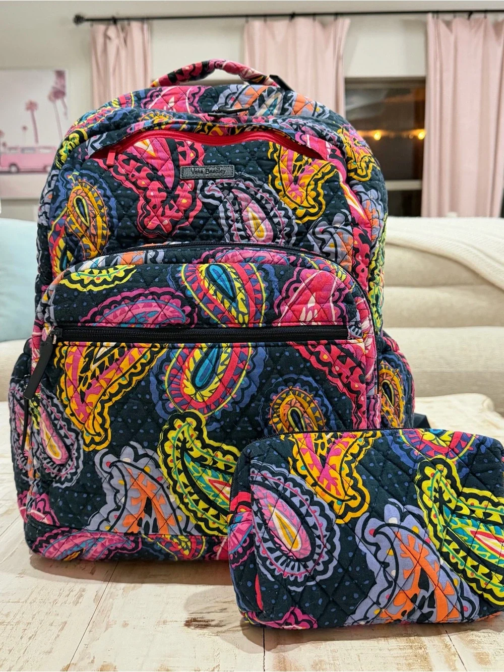 Vera Bradley XL Essential Backpack with Zip Pouch Twilight Paisley